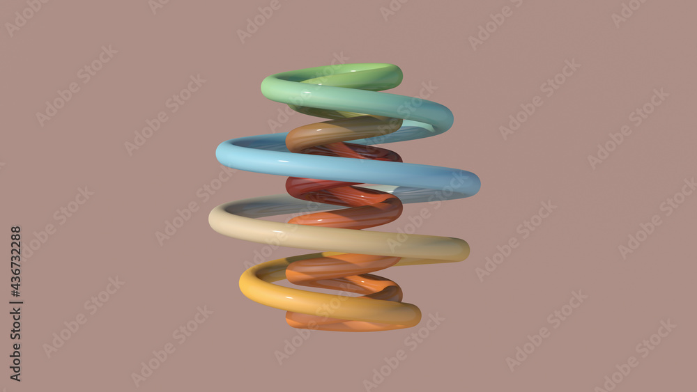 Glossy colorful spira. Abstract illustration, 3d render. Glossy colorful spira. Abstract illustration, 3d render.