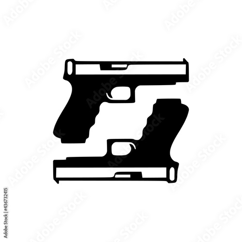 Gun Icon. Military Equipment. Pistol or Weapon Symbol - Vector Logo Template.