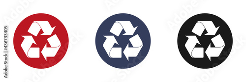 Mobius icons set. Plastic recycling symbols. Triangle signs with isolated arrows. Vector illustration