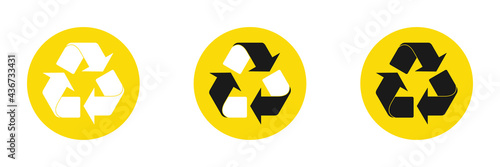 Mobius icons set. Plastic recycling symbols. Triangle signs with isolated arrows. Vector illustration