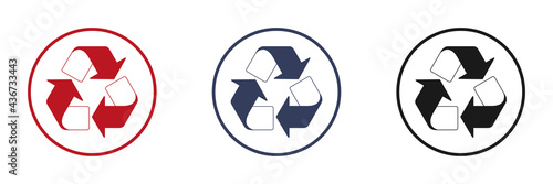 Mobius icons set. Plastic recycling symbols. Triangle signs with isolated arrows. Vector illustration