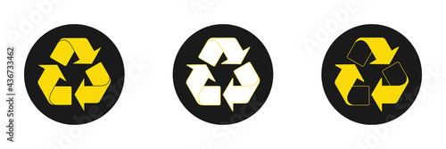 Mobius icons set. Plastic recycling symbols. Triangle signs with isolated arrows. Vector illustration