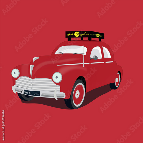 Les fameux taxis rouges, classique voiture rouge, maroc, casablanca