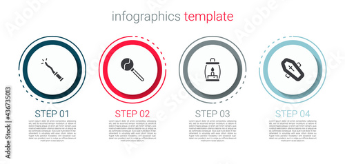 Set Magic wand, Lollipop, Camping lantern and Coffin with cross. Business infographic template. Vector