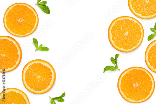oranges and mint on white isolated background