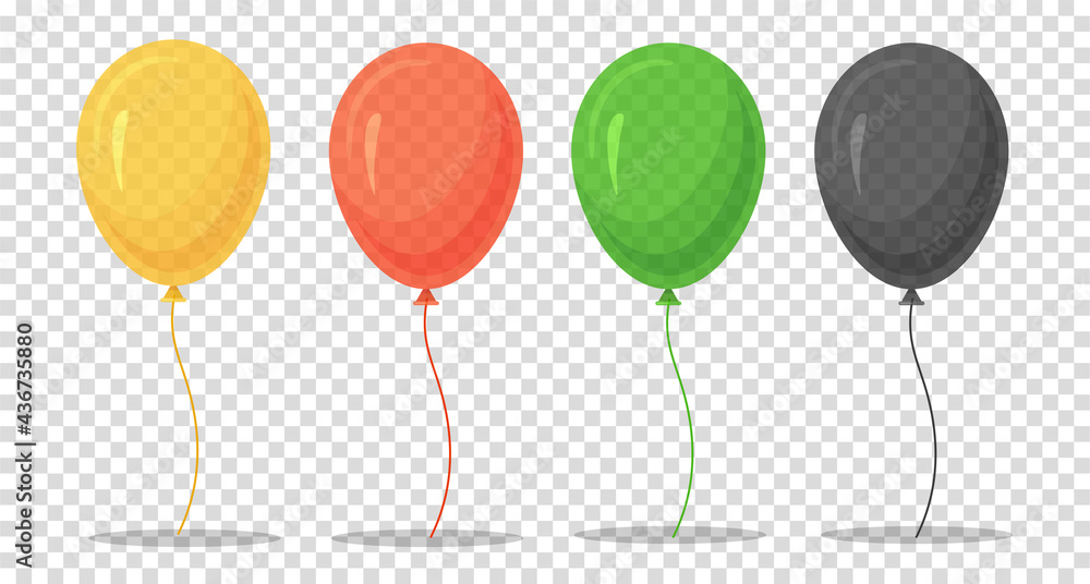 Set of cartoon vector colorful balloons isolated on transparent ...