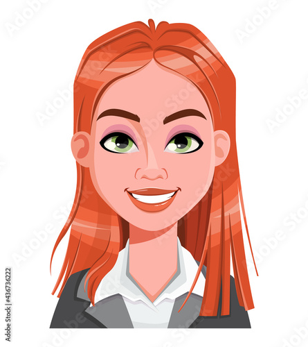 Face expression of beautiful redhead woman