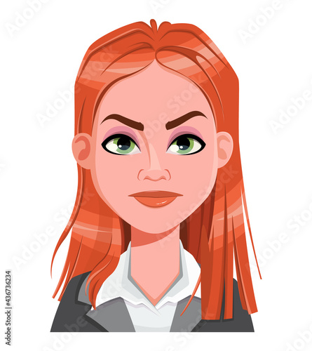 Face expression of beautiful redhead woman