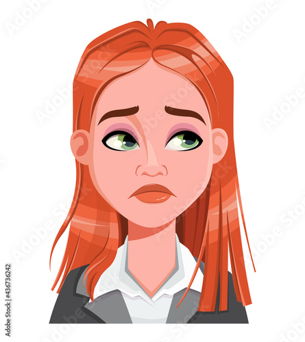 Face expression of beautiful redhead woman