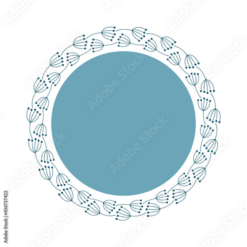 Natural vector frame. Contour linear branch template