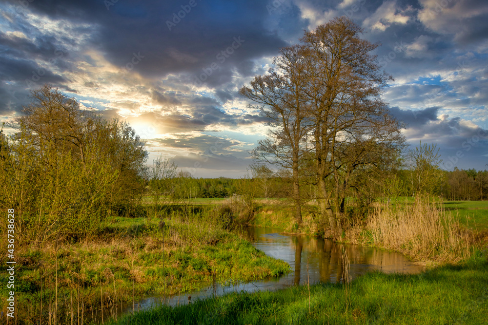 Low flight over the small Grabia River, Poland. Low flight over the small Grabia River, Poland.