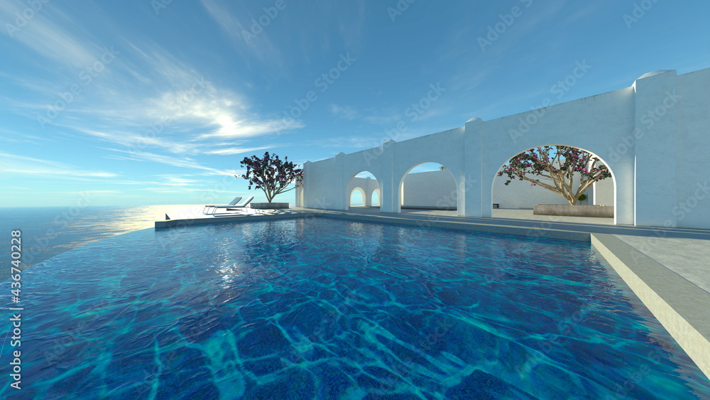 Naklejka premium 海沿いのテラス