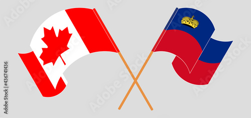 Crossed and waving flags of Canada and Liechtenstein