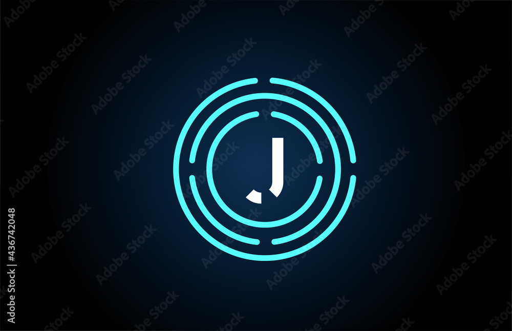 J white letter icon design with blue circles. Alphabet logo design. Branding for products and company J white letter icon design with blue circles. Alphabet logo design. Branding for products and company
