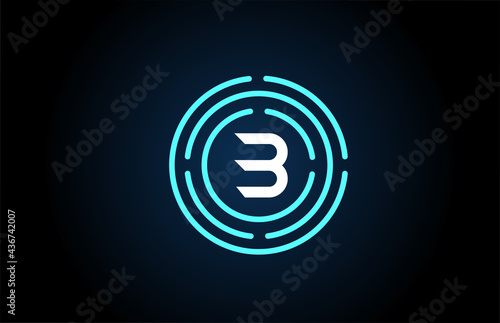 B white letter icon design with blue circles. Alphabet logo design. Branding for products and company