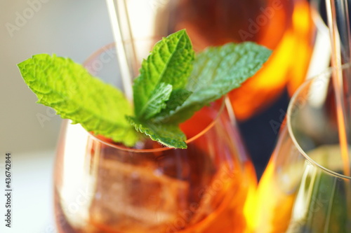 Fotografie, Tablou close up of colorful aperitive summer drinks with glass straws