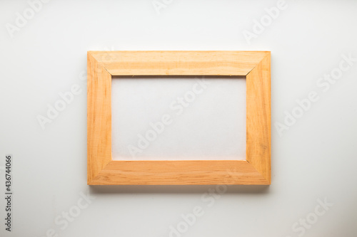 Wooden photo frame on white background with clipping path