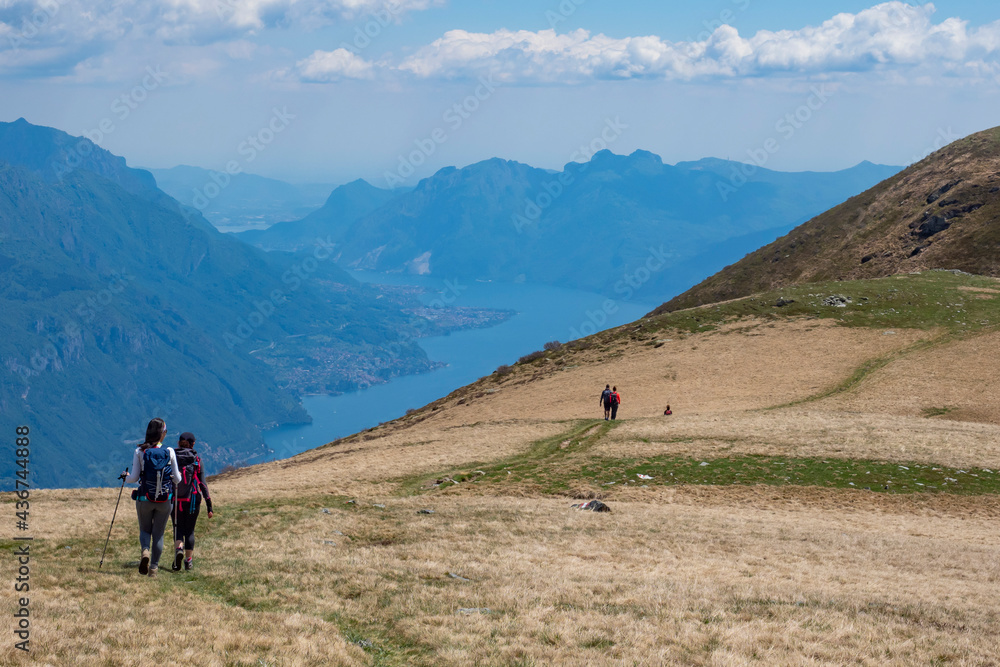Trekking scene on Lake Como alps Trekking scene on Lake Como alps