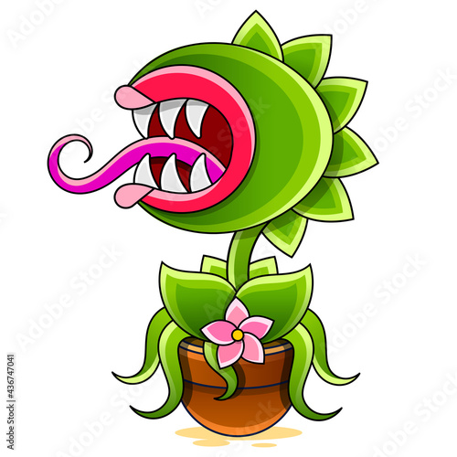 funny carnivorous plant cartoon illustration of cute photo