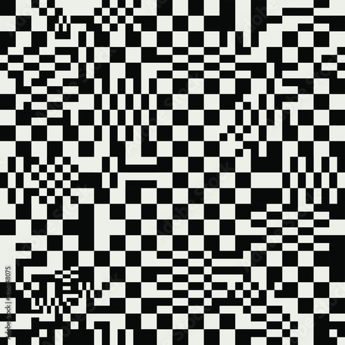 Glitch checkered pattern. Seamless vector
