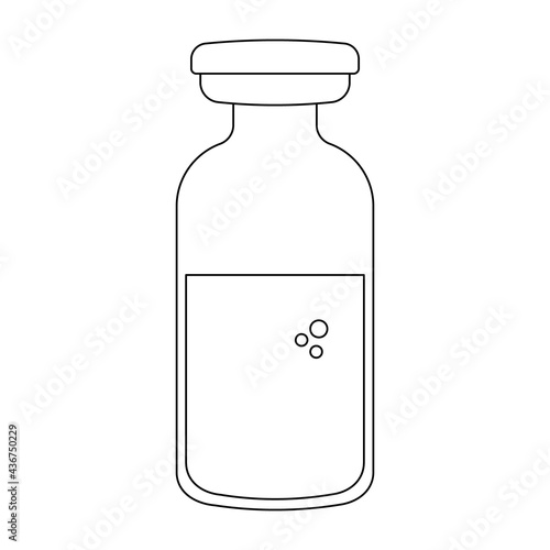 Linear vaccine or drug vial icon isolated on white background. Treatment or vaccination concept. Editable stroke. Vector outline illustration.