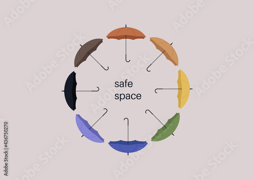 Safe space for LGBTQ community, a rainbow umbrellas pattern