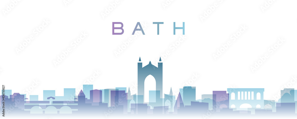 Bath Transparent Layers Gradient Landmarks Skyline