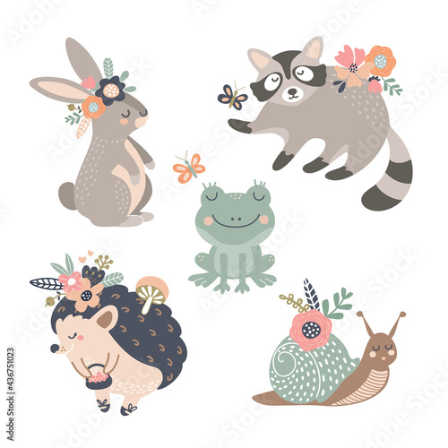 Wallpaper Mural set of vector illustrations with cute animals. clipart for baby design, Easter holiday, invitations and cards Torontodigital.ca