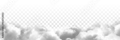 Vector realistic isolated cloud sky for template decoration and covering on the transparent background. Concept of storm and cloudscape.