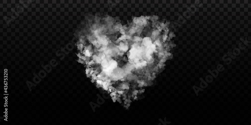 Vector realistic isolated Smoke Heart effect for layout and template decoration on the transparent background. Concept of love.