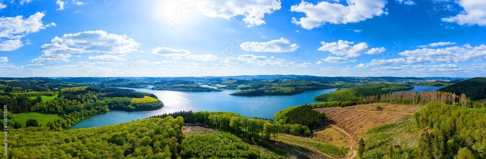 the bigge lake in germany in spring panorama