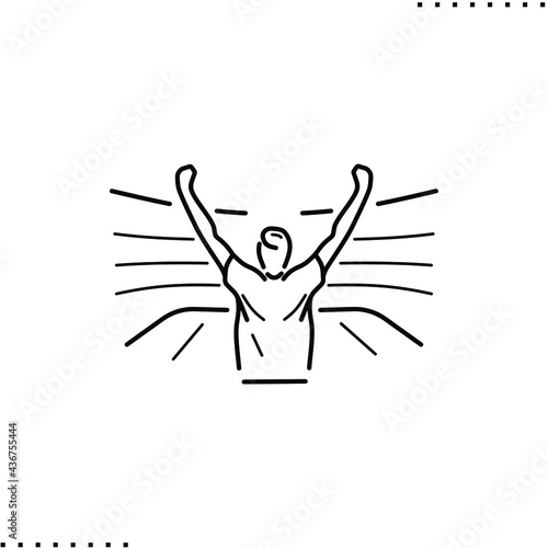 football fan on a stadium, rise up hands man vector icon in outline © Olena Panasovska