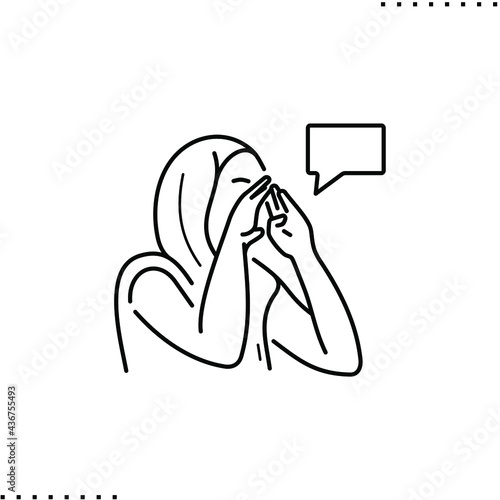 A football fan screams, vector icon in outline