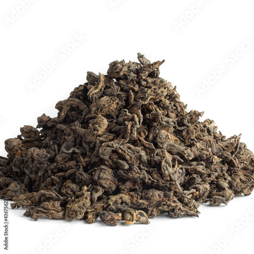 A bunch of pu-erh tea wih shadow on left side isolated crop Lao Cha Tou