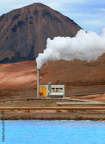 The geothermal power plant in Iceland. Myvatn area.