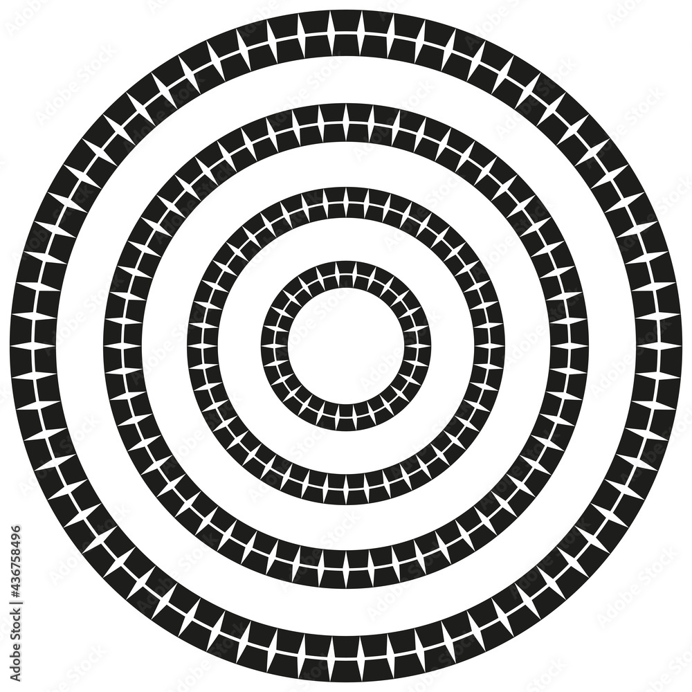 Round circular geometric border frame in a range of sizes. Round circular geometric border frame in a range of sizes.