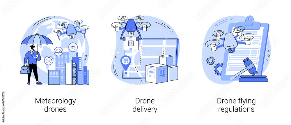 Autonomous aircraft use abstract concept vector illustrations. Autonomous aircraft use abstract concept vector illustrations.