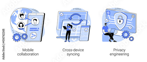 Networking app software abstract concept vector illustrations.