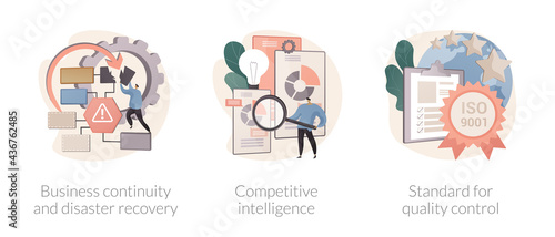 Business analytics and decision making abstract concept vector illustrations.