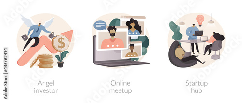 Business startup and communication abstract concept vector illustrations.