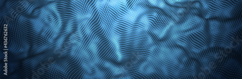 Abstract Blue Background. Dotted pattern. Virtual computer Landscape. Technology style Dots. Sci-fi surface. Banner or presentation template. Vector illustration