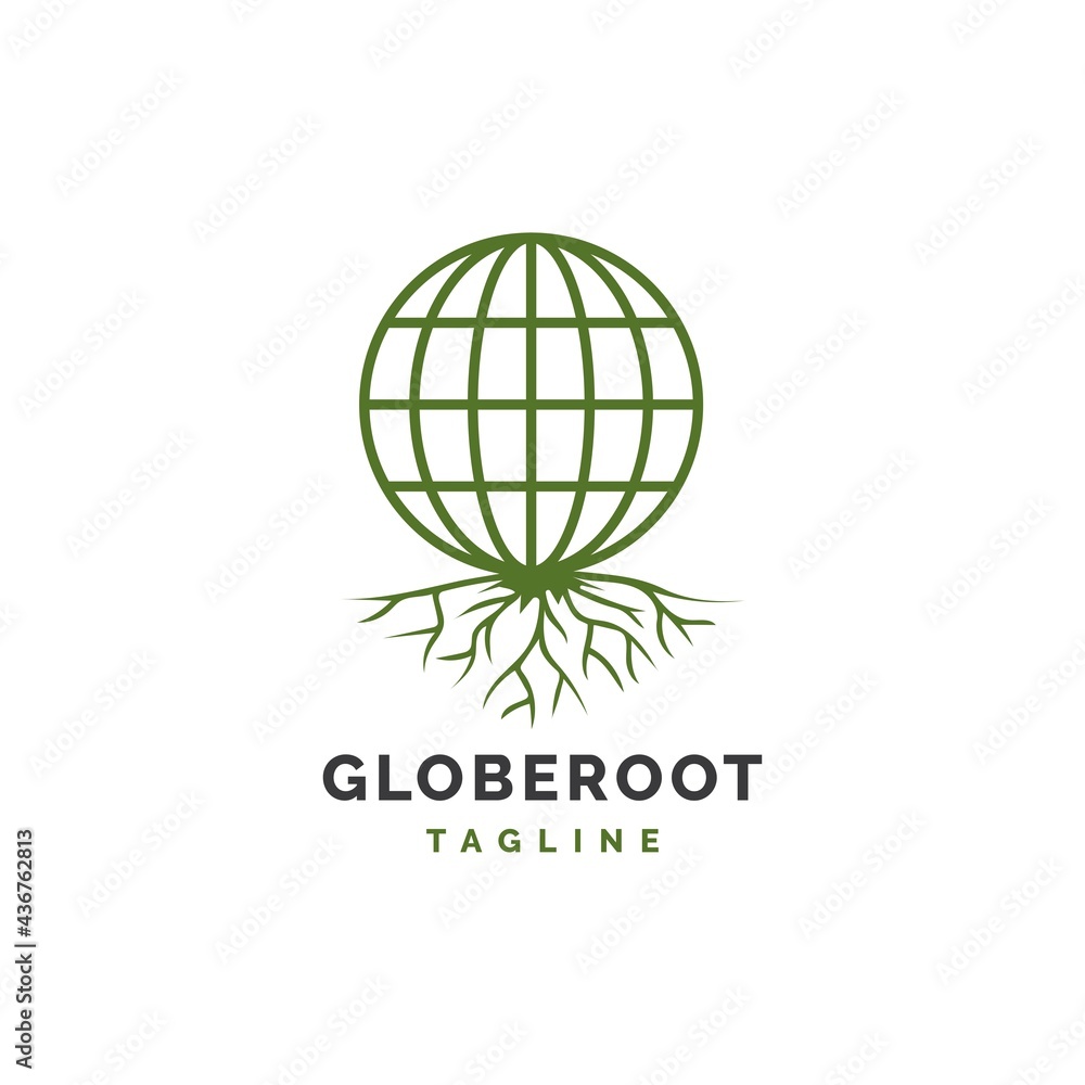 Earth with roots logo illustration vector template Earth with roots logo illustration vector template