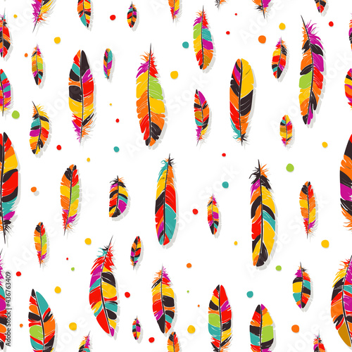 Beads and feathers in colors