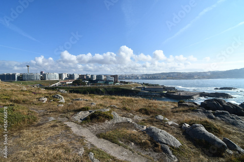 buildings in city, in a coruna north spain, galicia, spain, europe