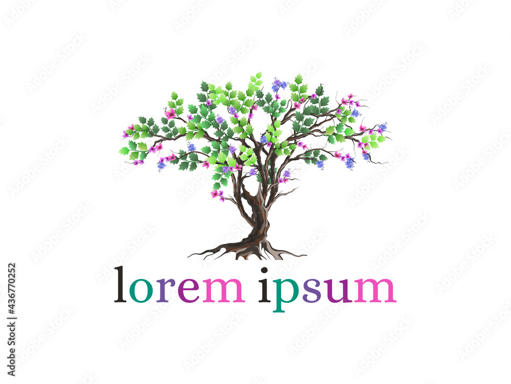 Obraz premium tree logo design templates, beautiful and elegant tree