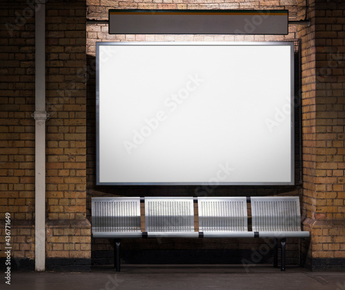 Blank mockup billboard in subway