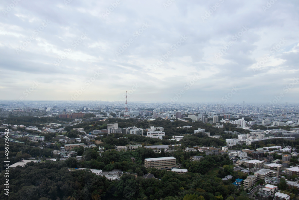 東山動物園から見る名古屋市風景