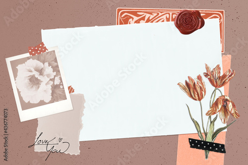 Floral feminine scrapbook collage design resource photo
