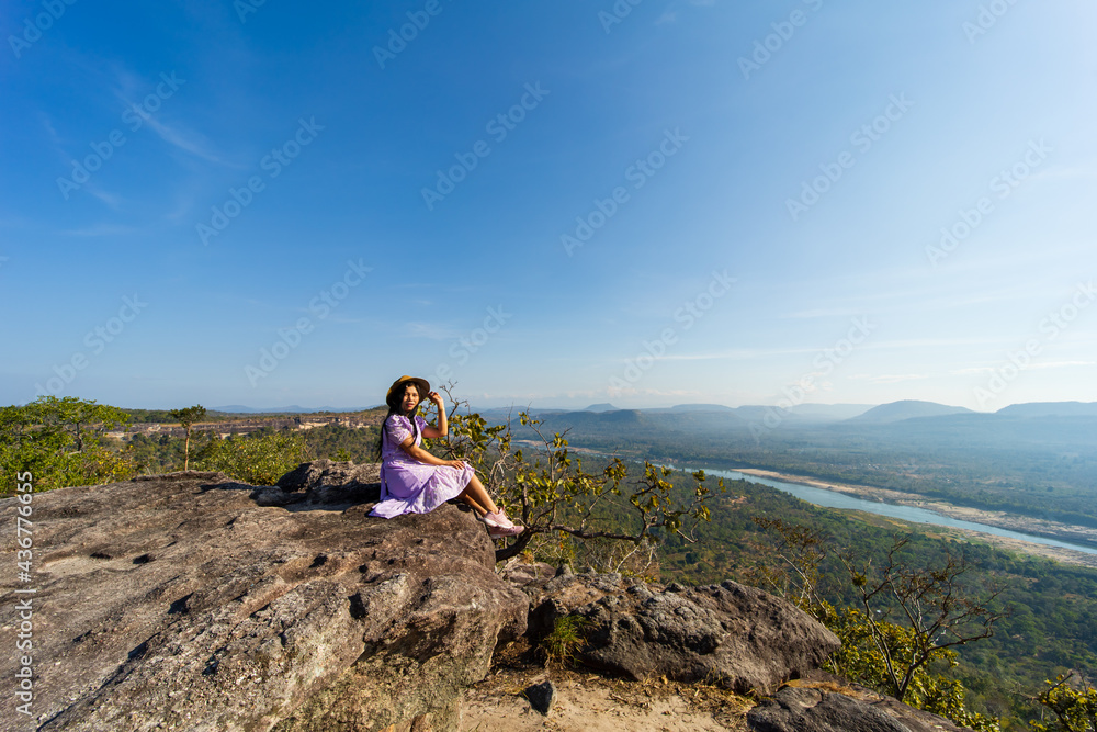 The atmosphere at Chana Dai cliff and has tourists,  Ubon Ratchathani Province, Thailand.