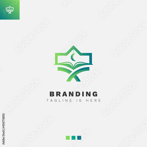 logo islamic quran, modern icon with green color, symbol tahfidz quran.